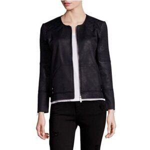 The Kooples Women's Jacket Moto Sport Black Faux Leather Effect Small Full Zip